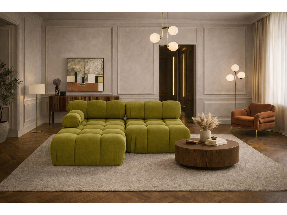 Canapé modulable vert tissu