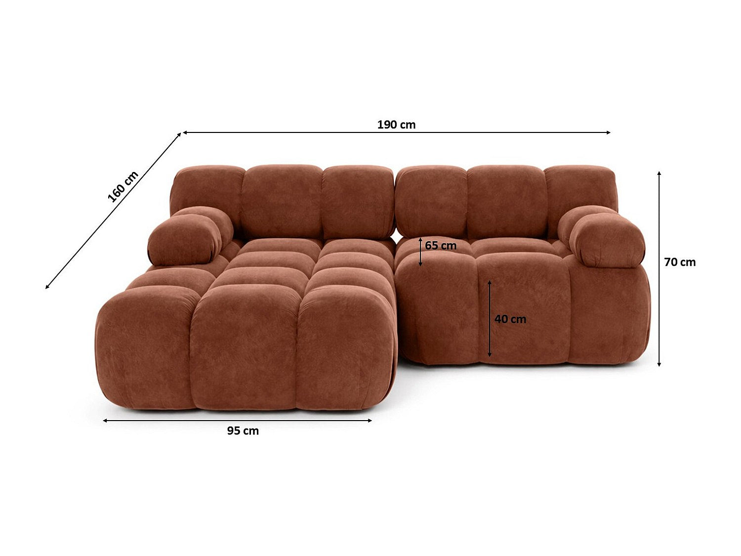 Canapé modulable marron tissu