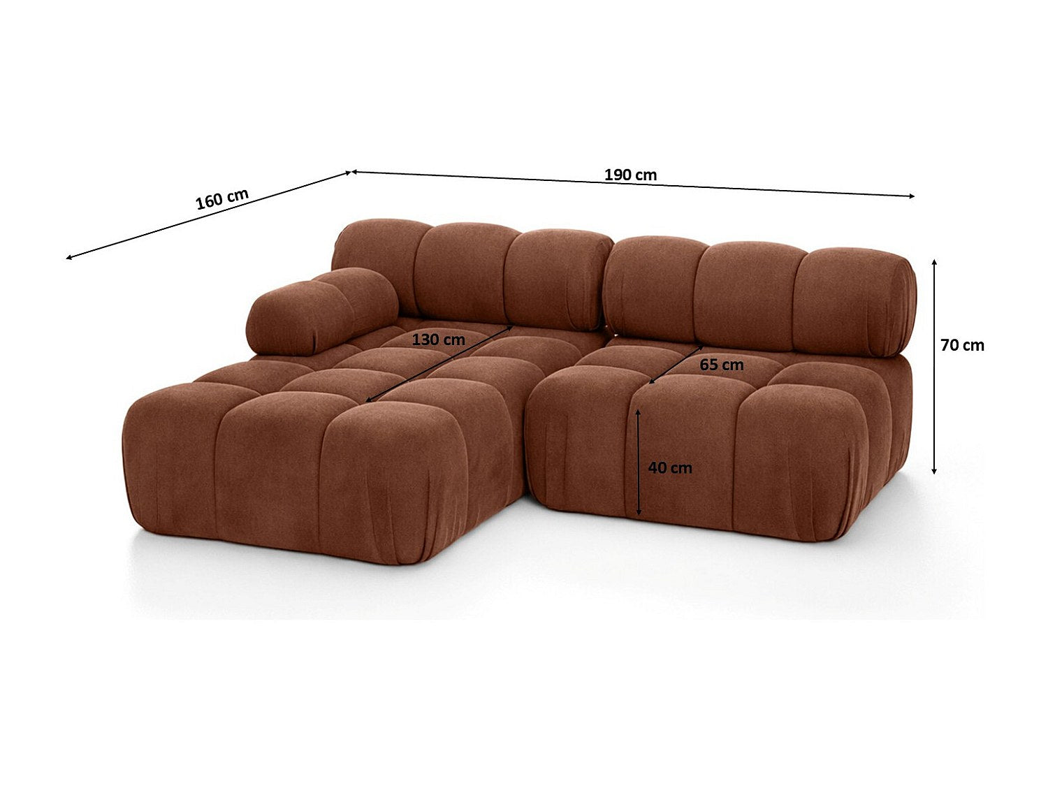 Canapé modulable marron tissu
