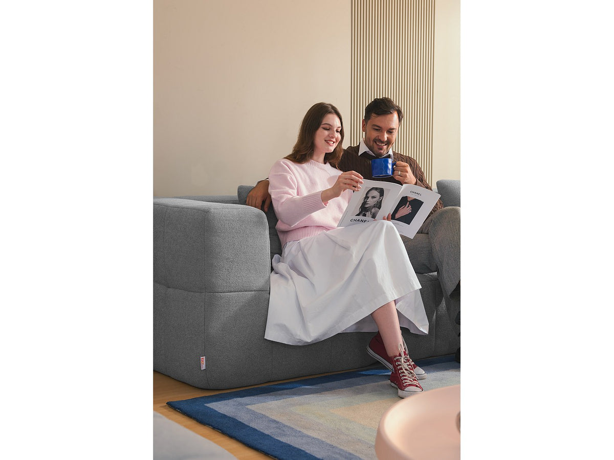 Méridienne pour canapé modulable 5 places gris tissu