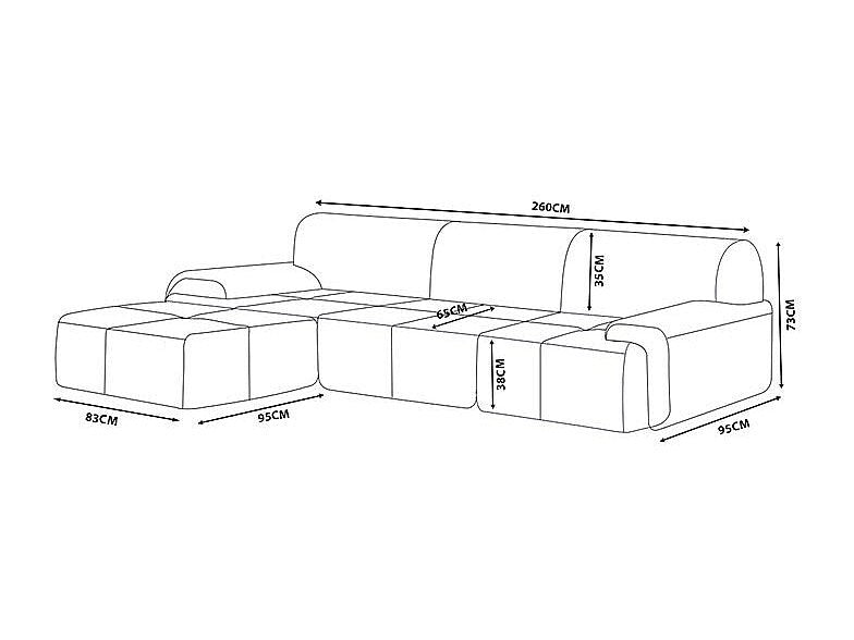 Méridienne pour canapé modulable 3 places marron tissu