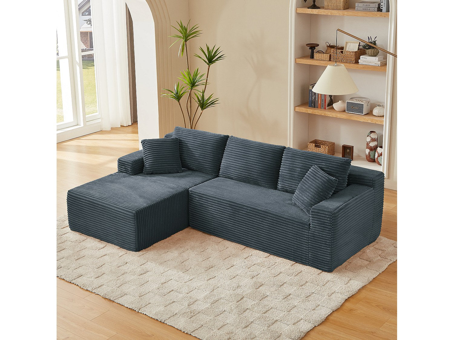 Angle pour canapé modulable 3 places gris velours