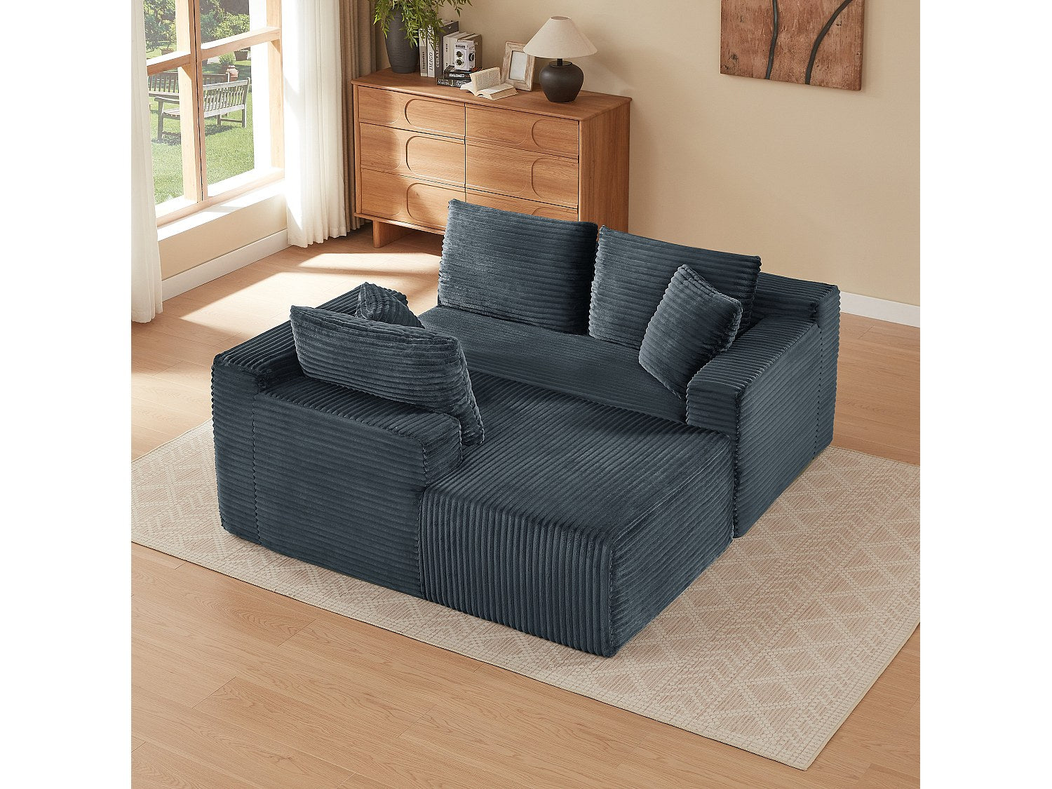 Angle pour canapé modulable 3 places gris velours