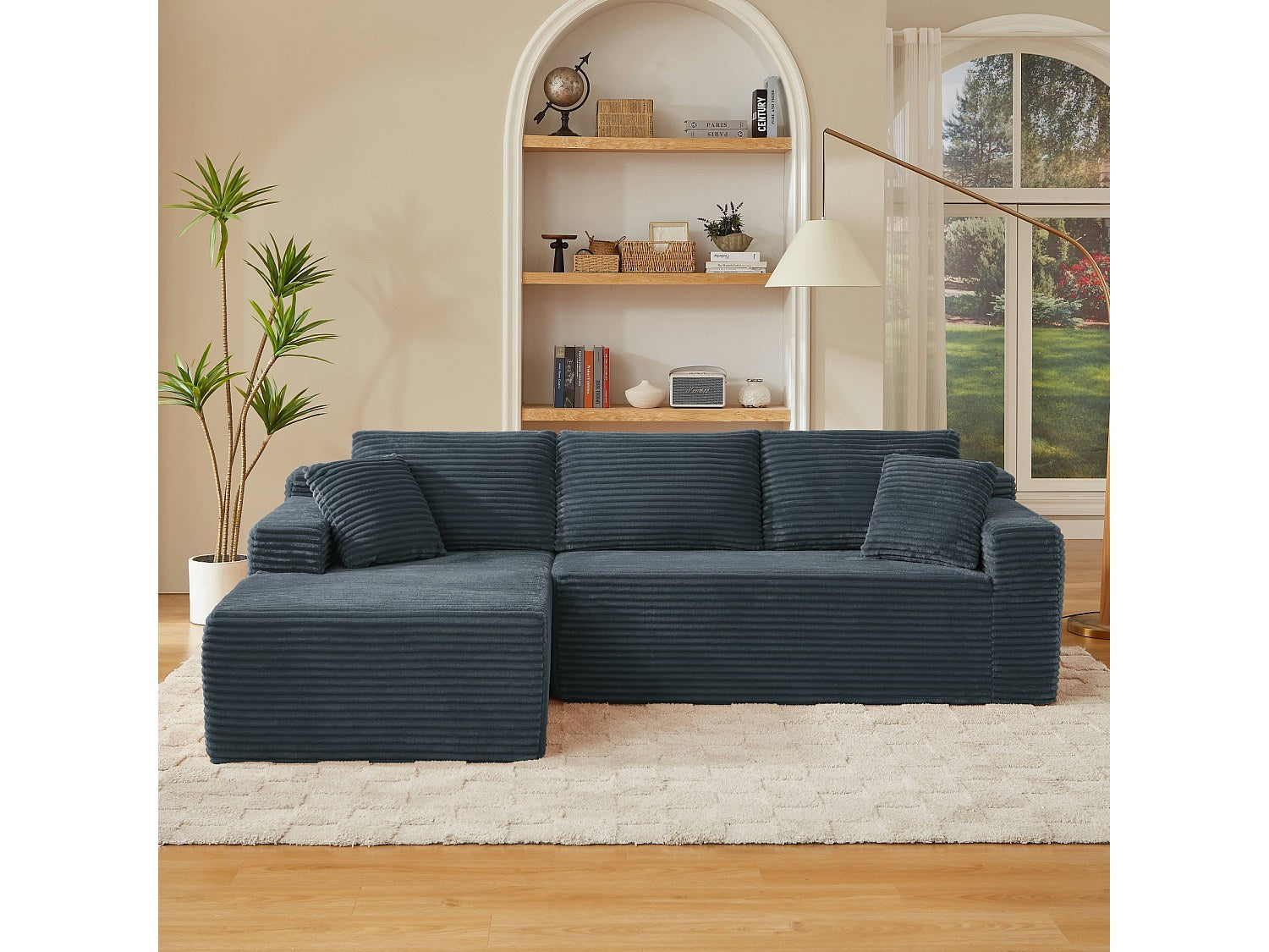 Angle pour canapé modulable 3 places gris velours