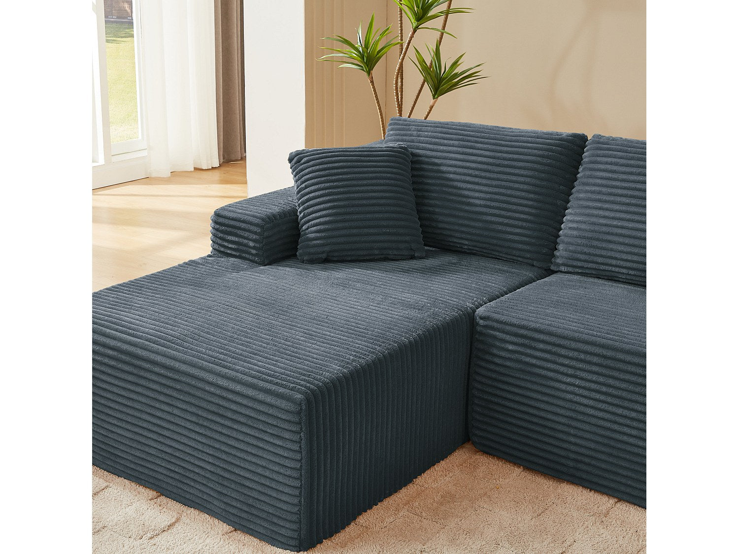 Angle pour canapé modulable 3 places gris velours