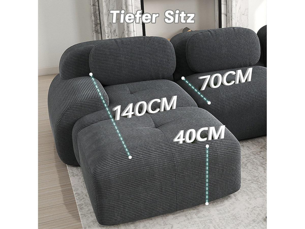Canapé modulable 2 places beige tissu