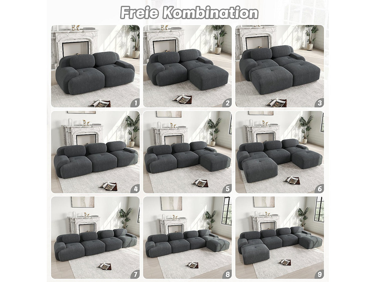 Canapé modulable 2 places beige tissu