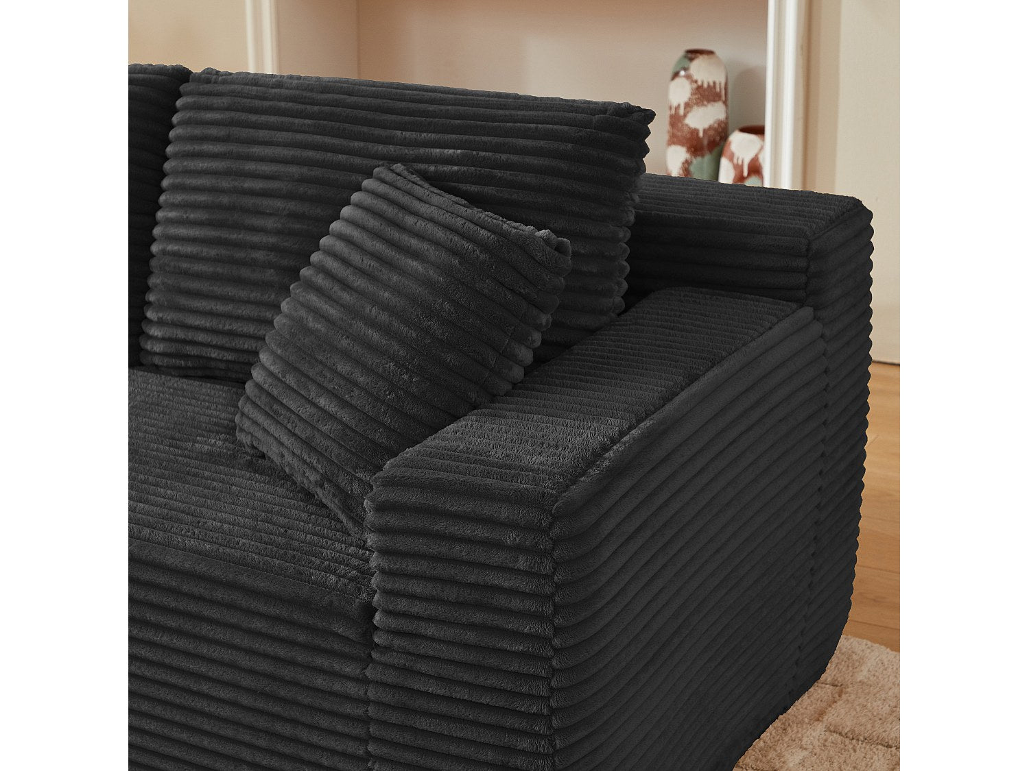 Angle pour canapé modulable 3 places noir tissu