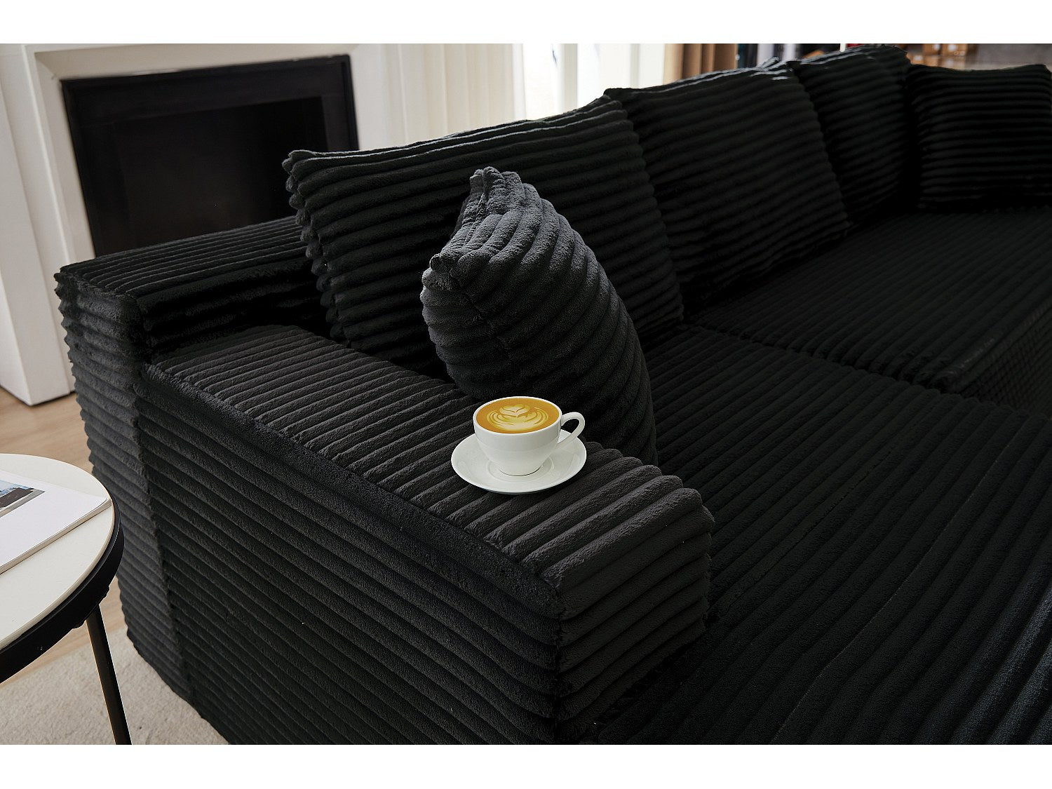 Angle pour canapé modulable 3 places noir tissu