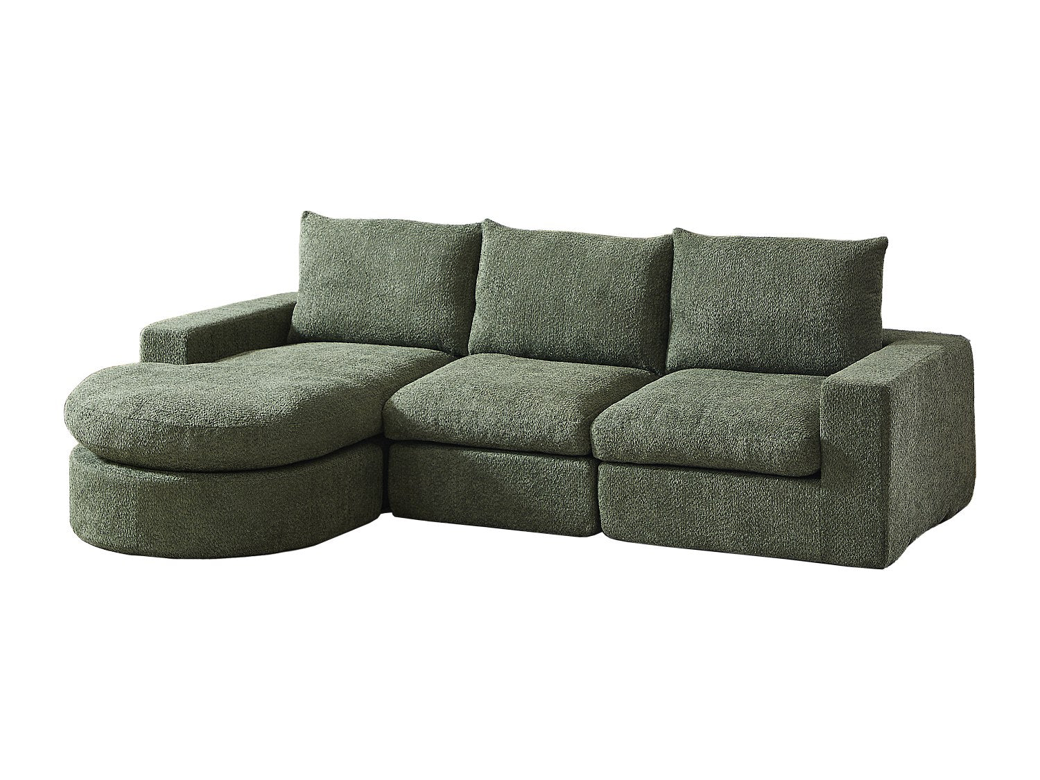 Méridienne pour canapé modulable 3 places vert tissu