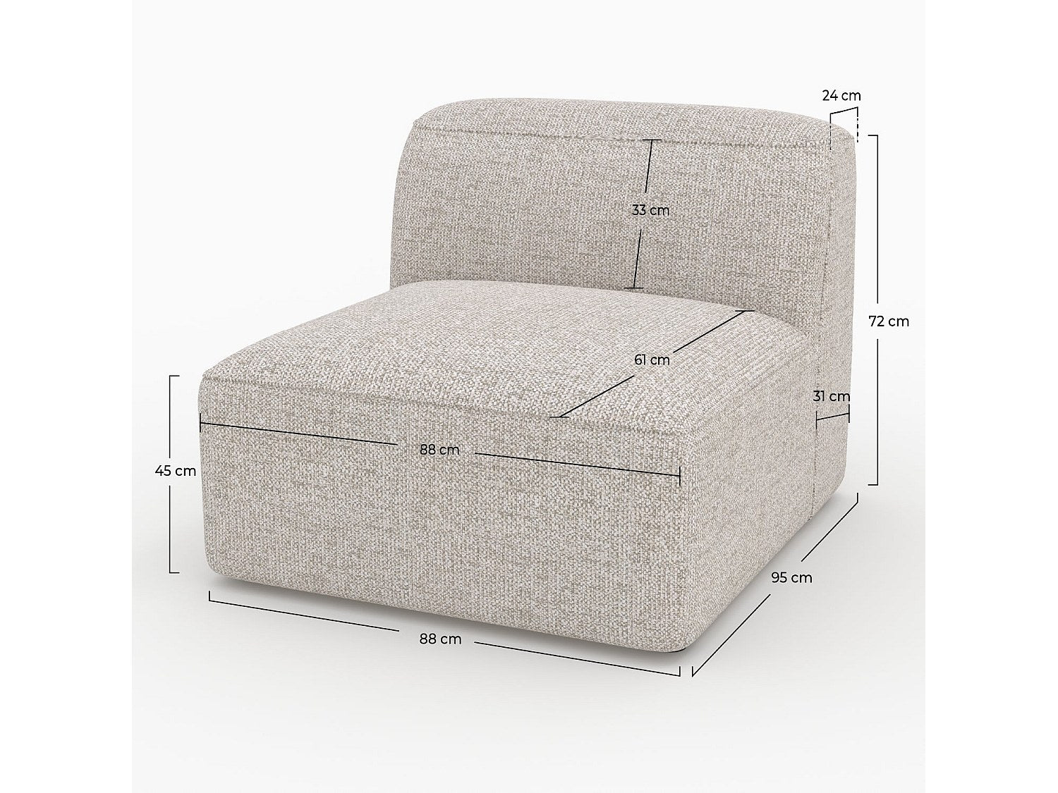 Chauffeuse modulable beige tissu - Hestia
