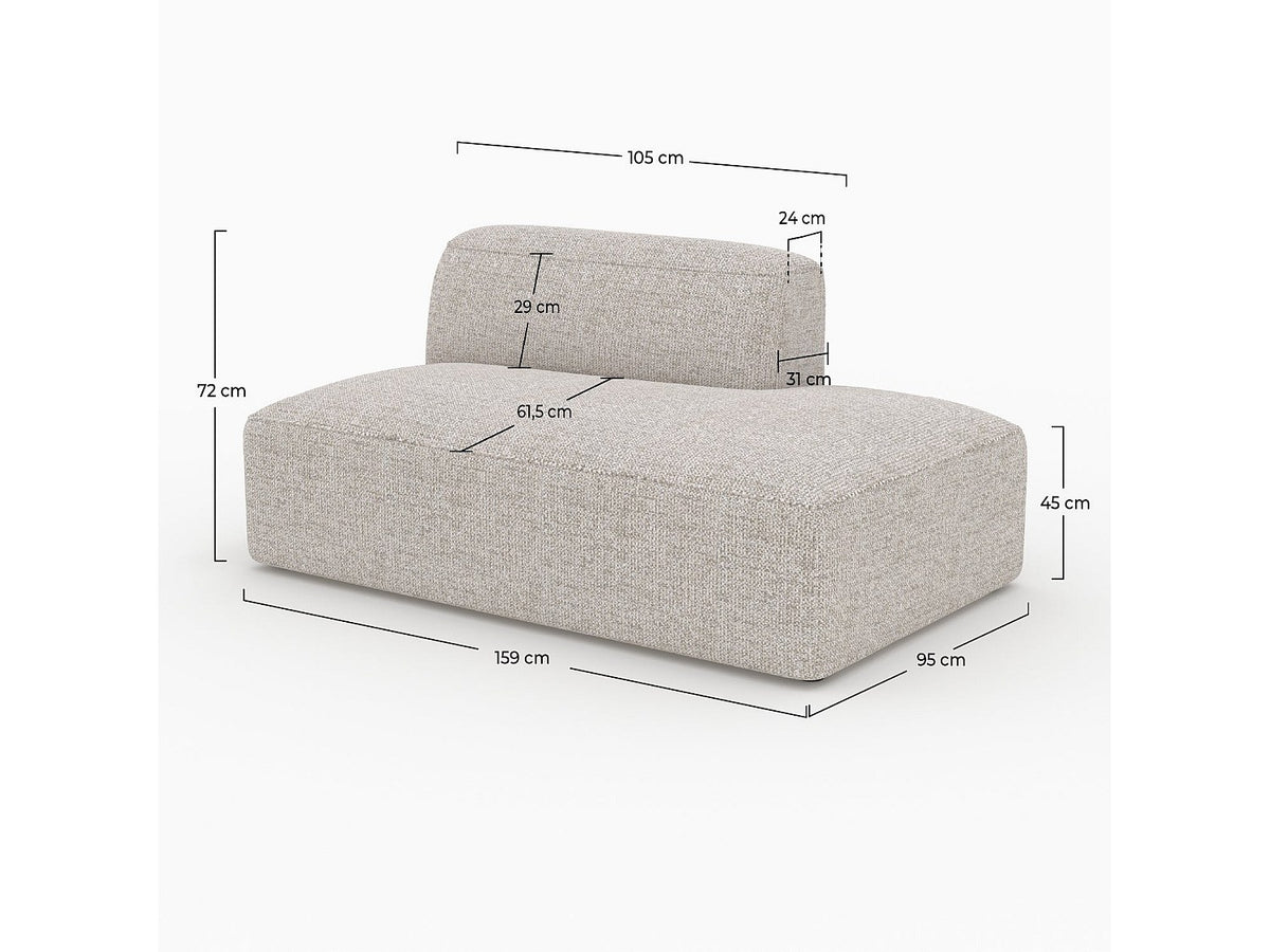 Méridienne pour canapé modulable beige tissu - Hestia
