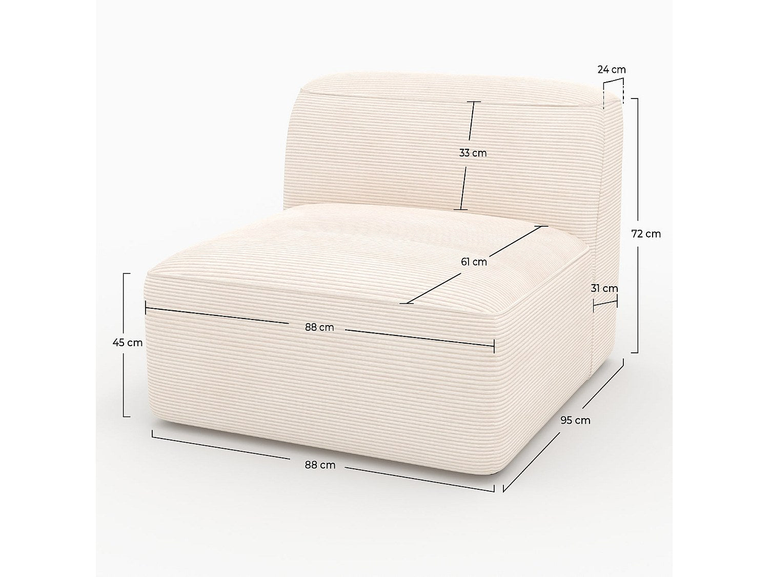 Chauffeuse modulable blanc velours - Mina