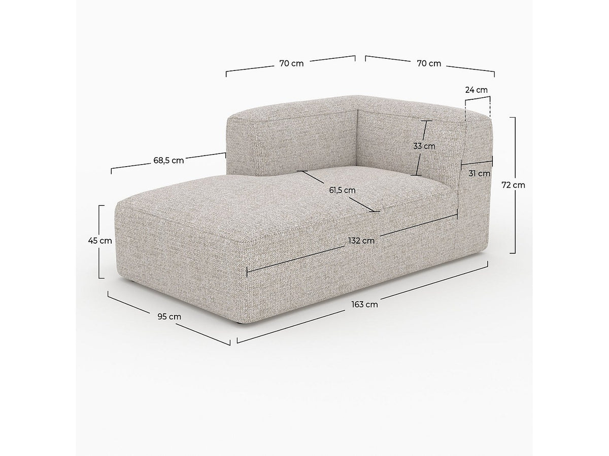 Méridienne pour canapé modulable beige tissu - Hestia