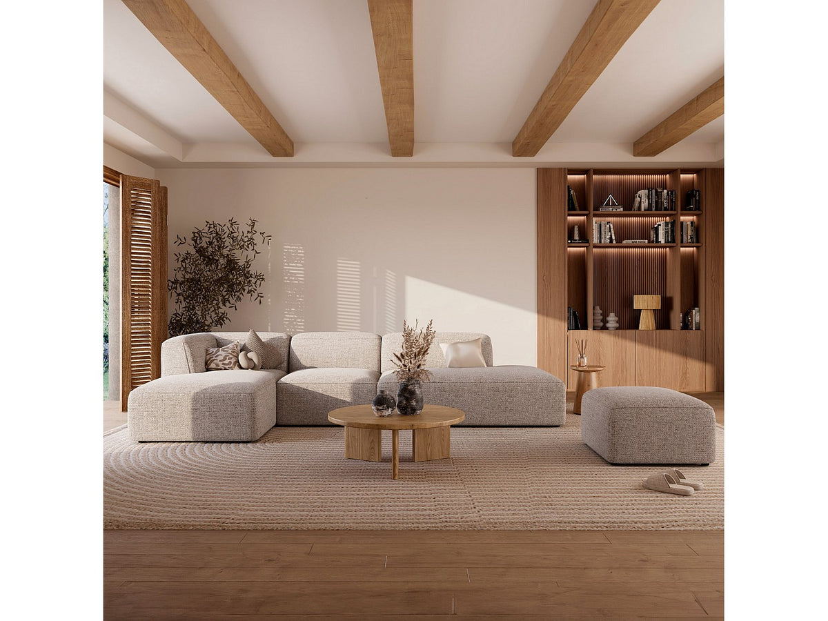 Méridienne pour canapé modulable beige tissu - Hestia
