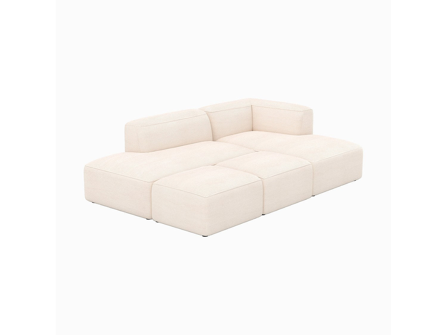 Pouf pour canapé modulable 4 places blanc velours - Mina