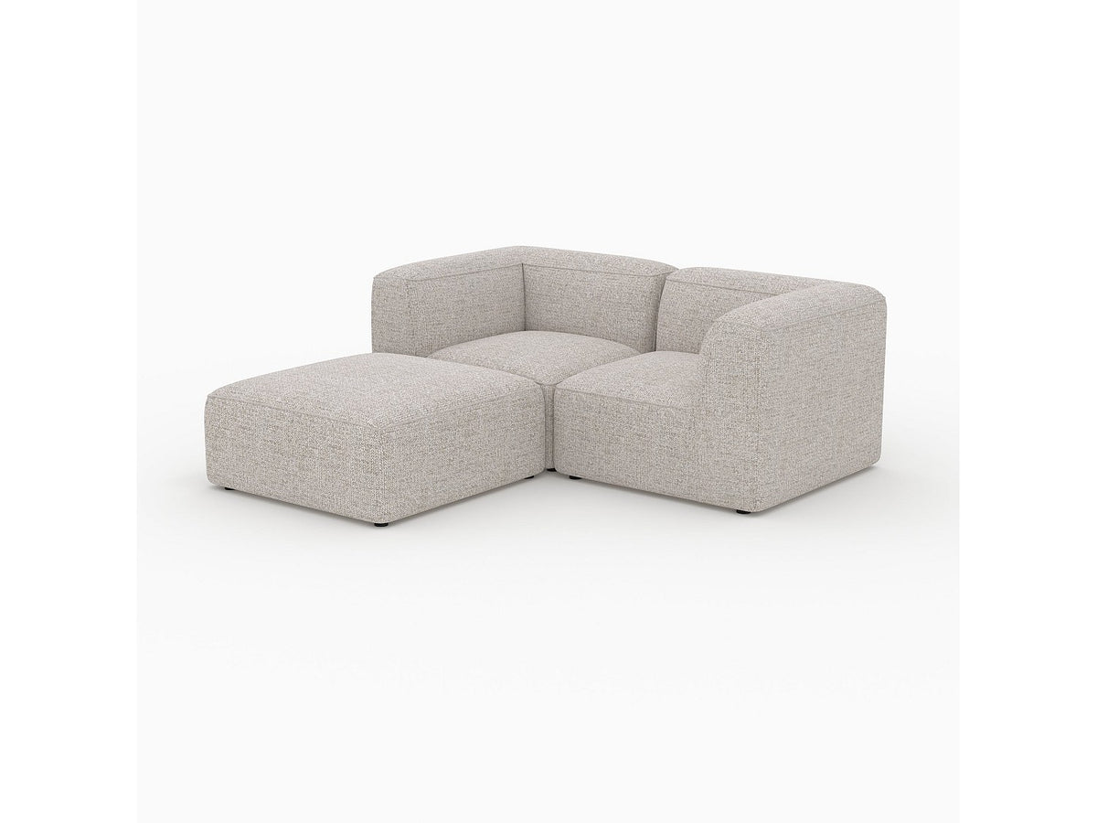 Pouf pour canapé modulable 2 places beige tissu - Hestia