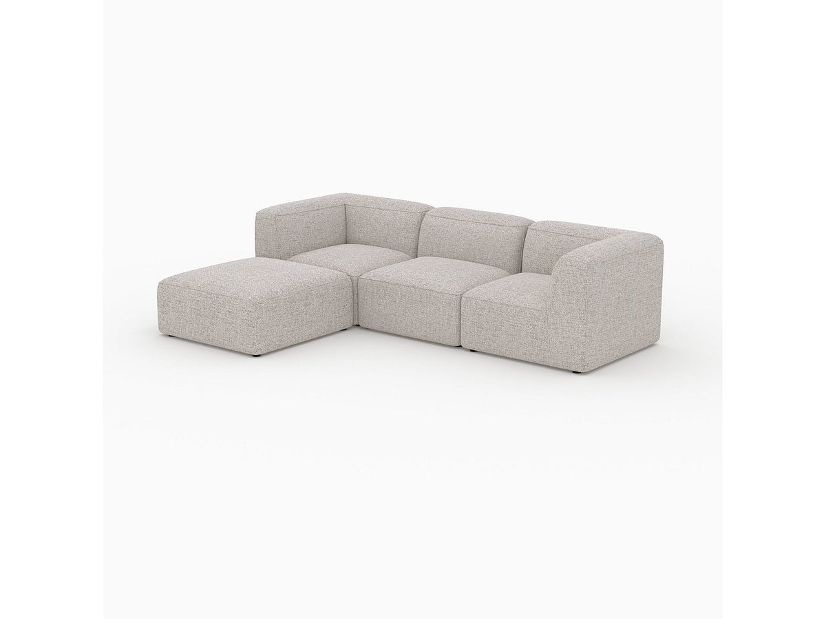 Pouf pour canapé modulable 3 places beige tissu - Hestia