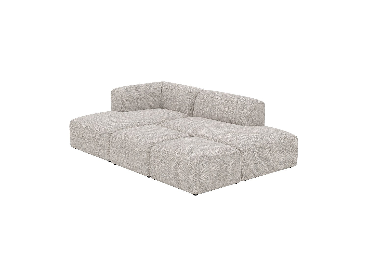 Pouf pour canapé modulable 4 places beige tissu - Hestia