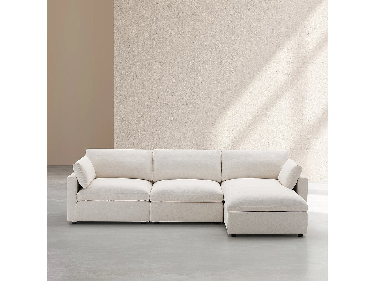 Canapé modulable 4 places beige tissu