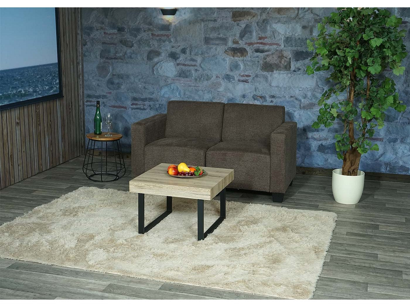 Canapé modulable 2 places marron tissu