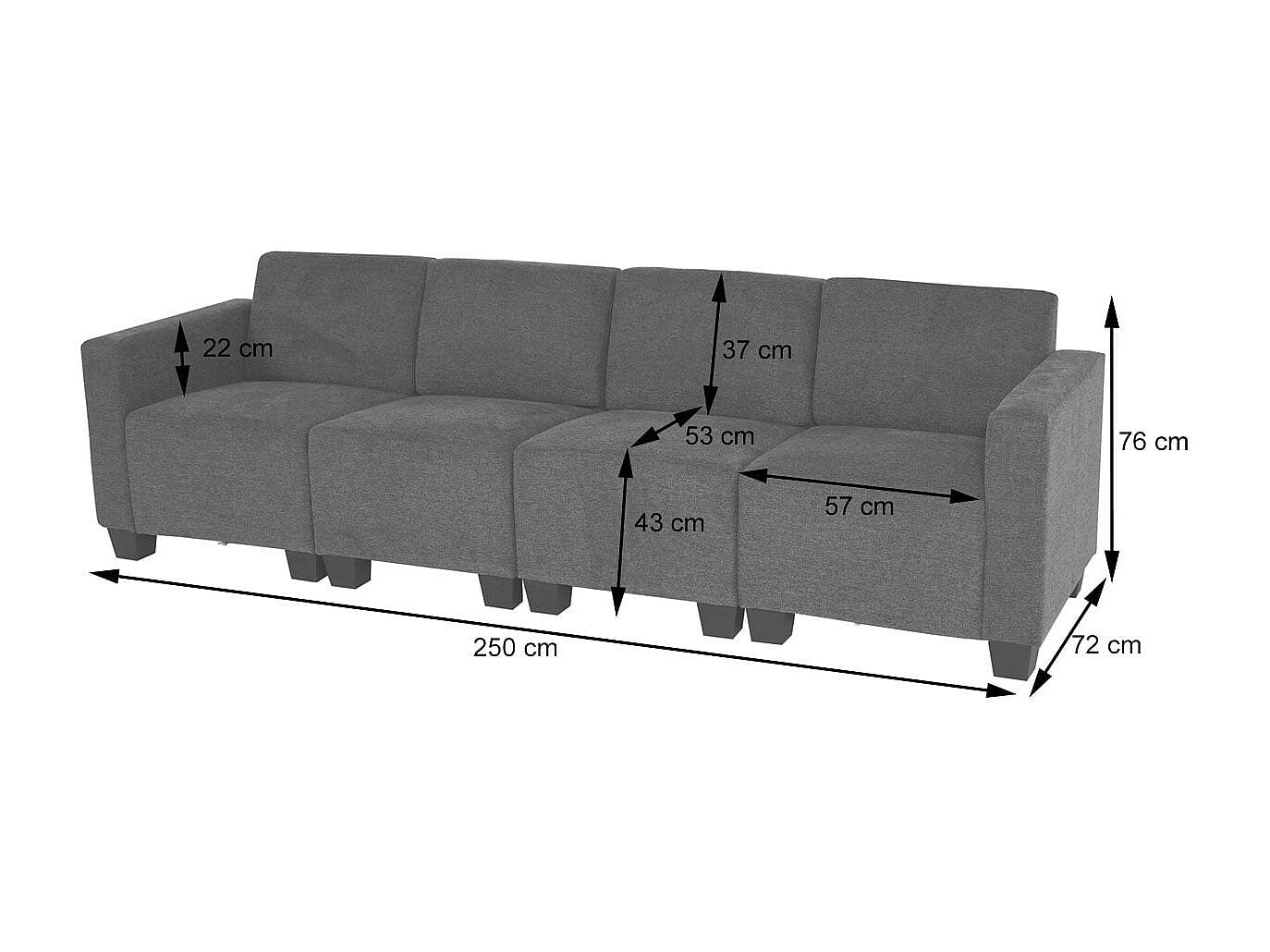 Canapé modulable 4 places marron tissu