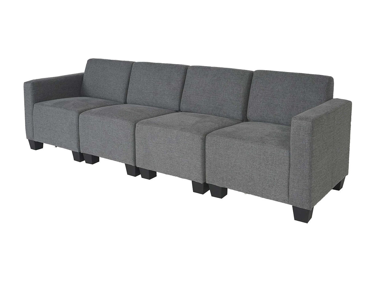 Canapé modulable 4 places gris tissu