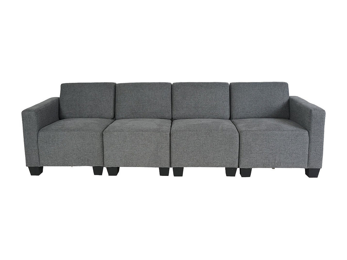 Canapé modulable 4 places gris tissu