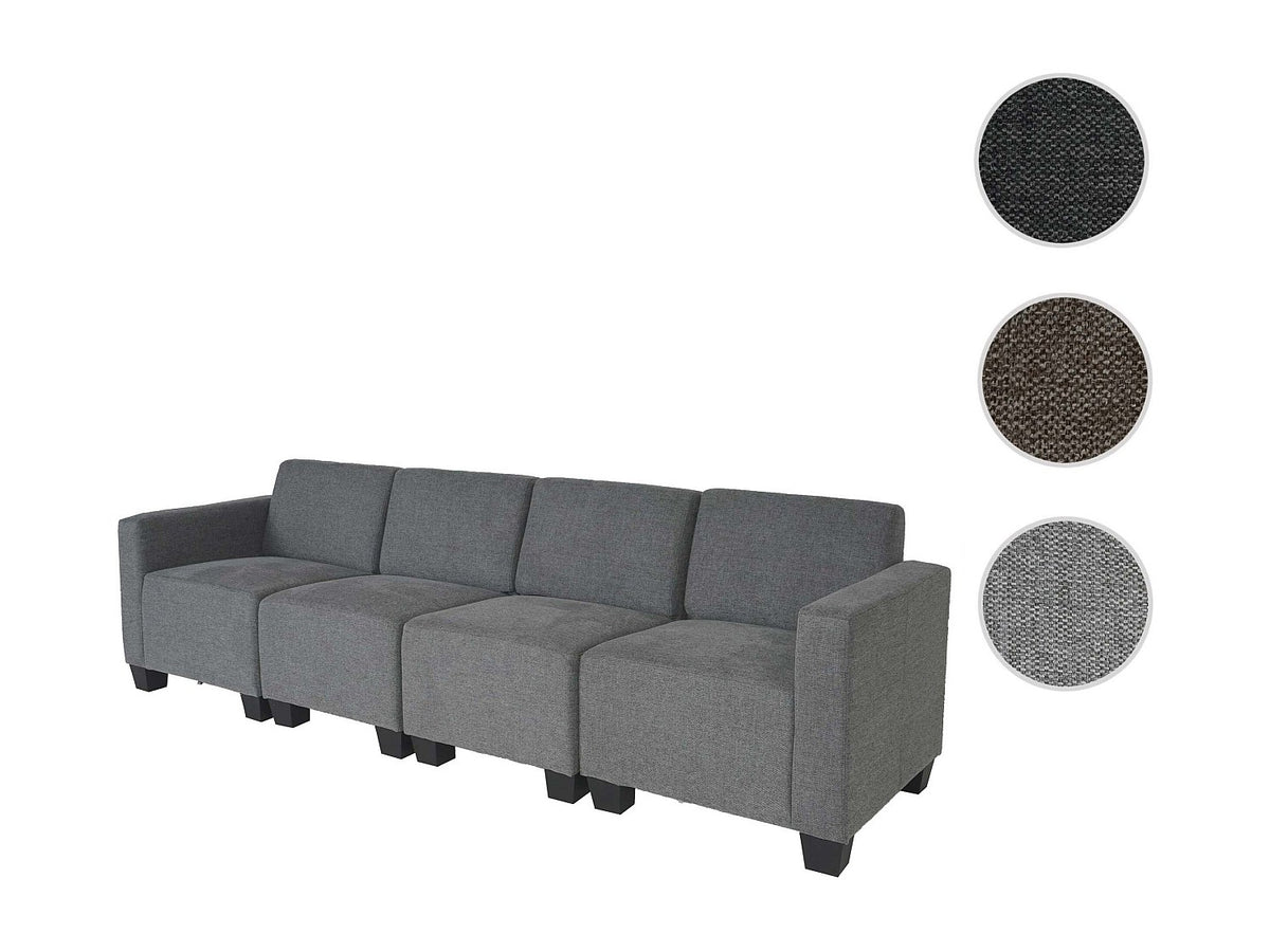 Canapé modulable 4 places gris tissu