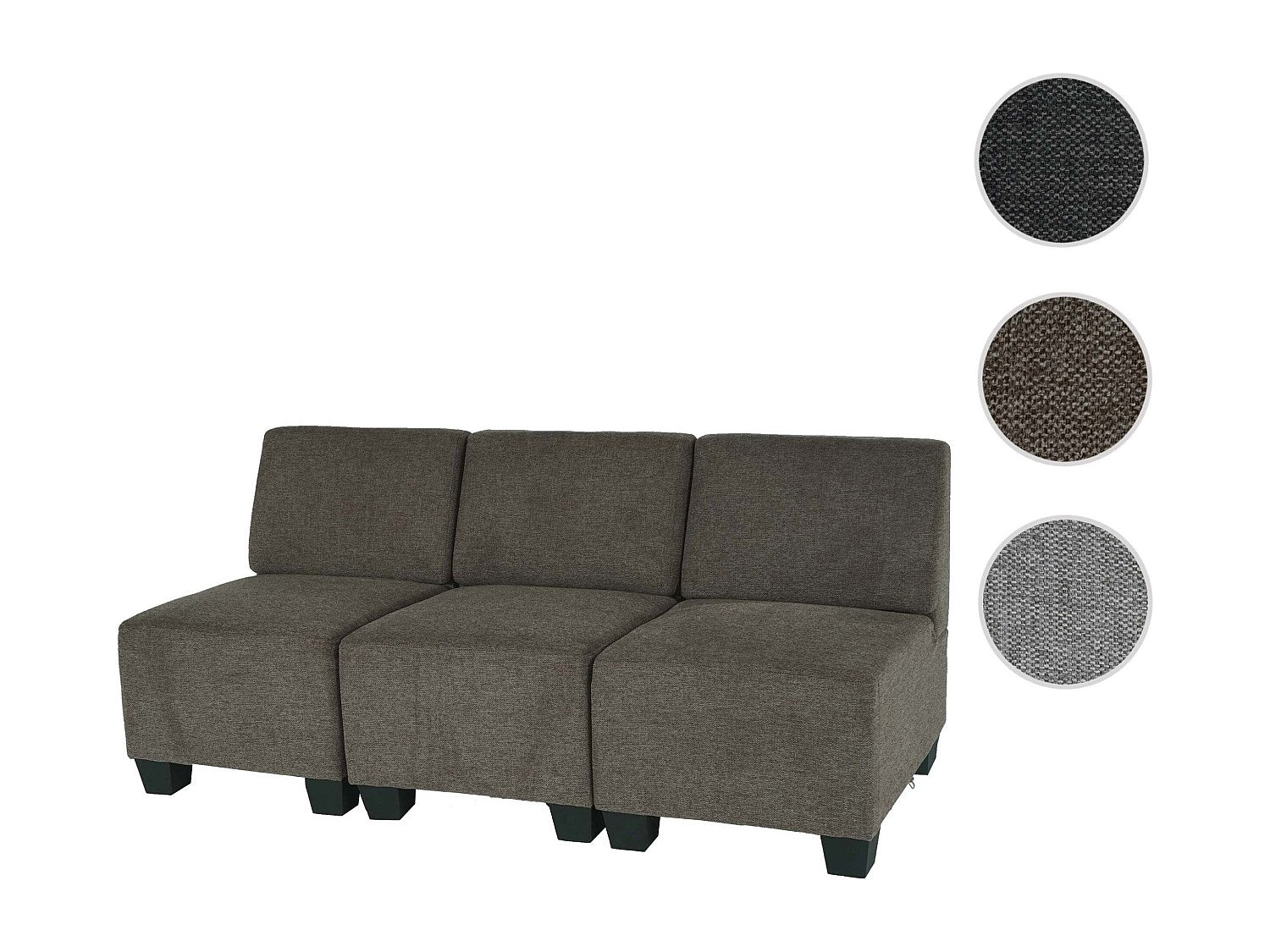 Canapé modulable 3 places marron tissu