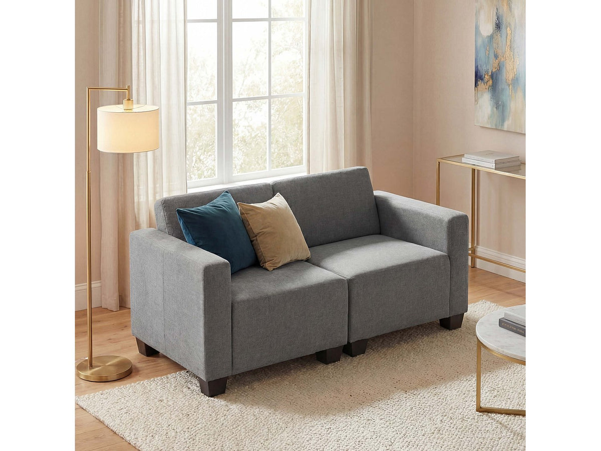 Canapé modulable 2 places gris tissu