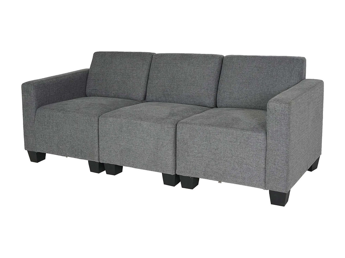 Canapé modulable 3 places gris tissu