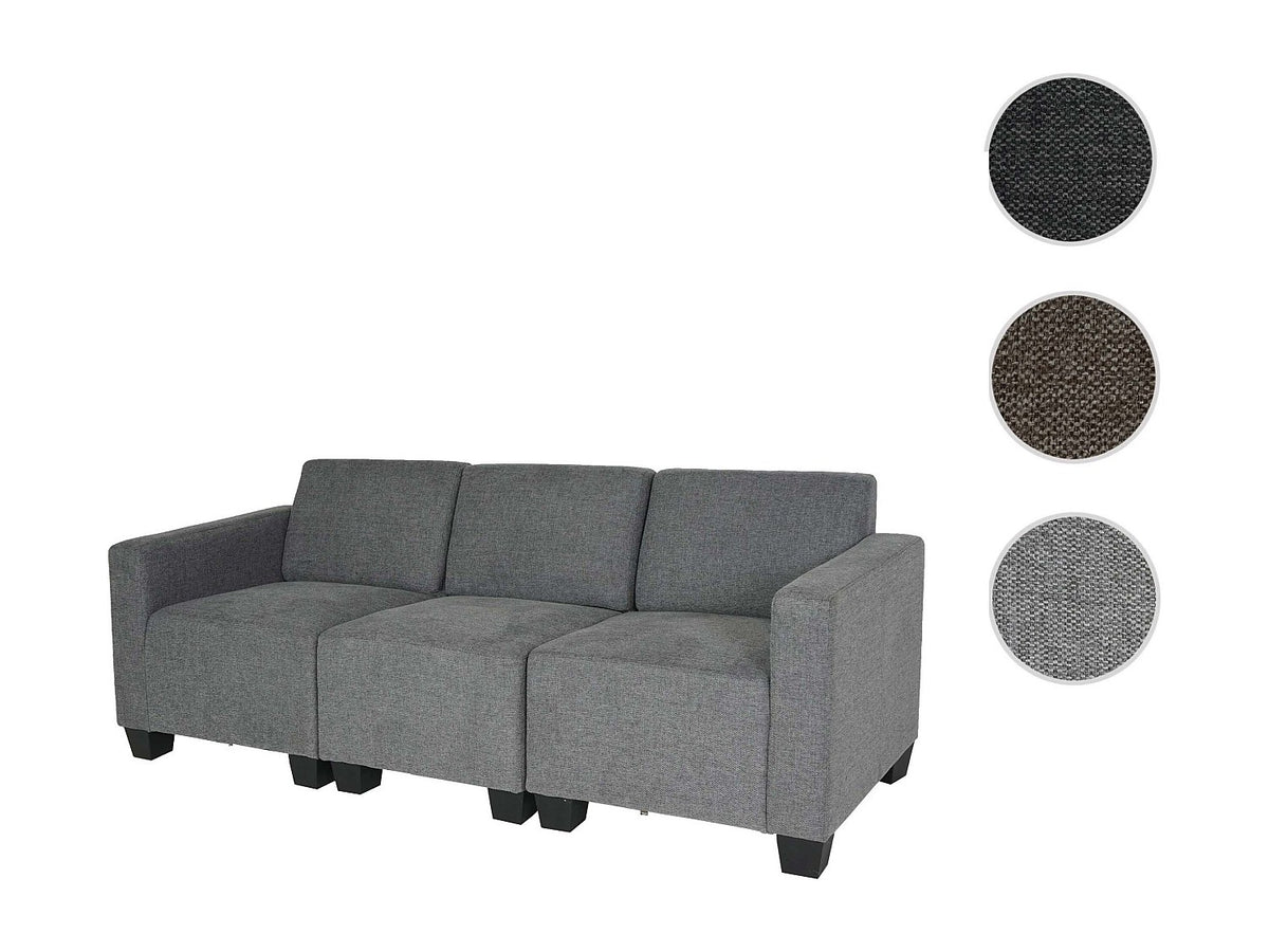 Canapé modulable 3 places gris tissu