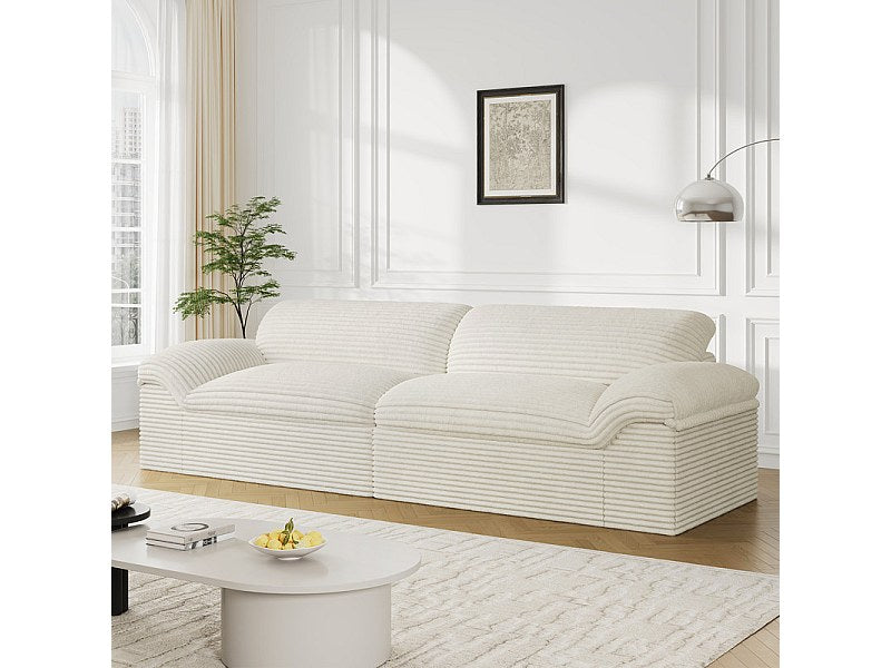 Canapé modulable 4 places beige velours