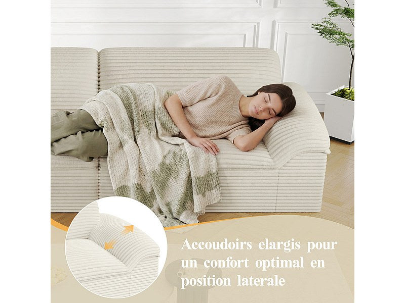 Canapé modulable 4 places beige velours