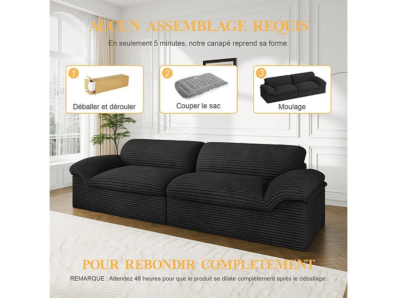 Canapé modulable 4 places noir velours