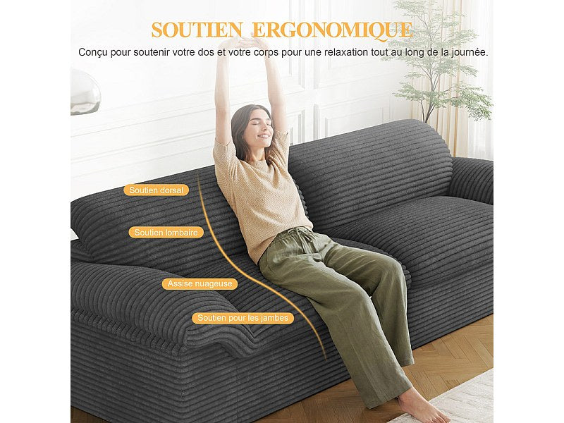 Canapé modulable 4 places gris velours