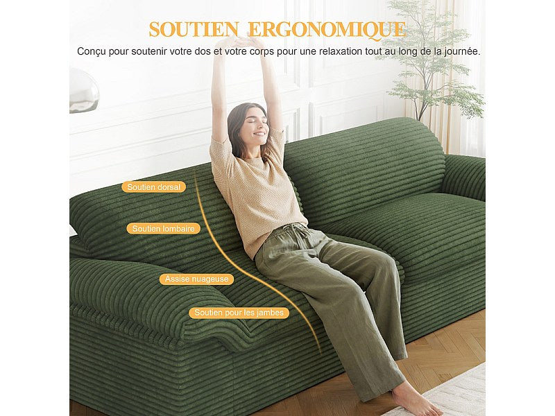 Canapé modulable 4 places vert velours