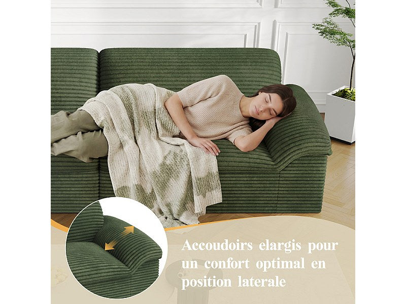 Canapé modulable 4 places vert velours