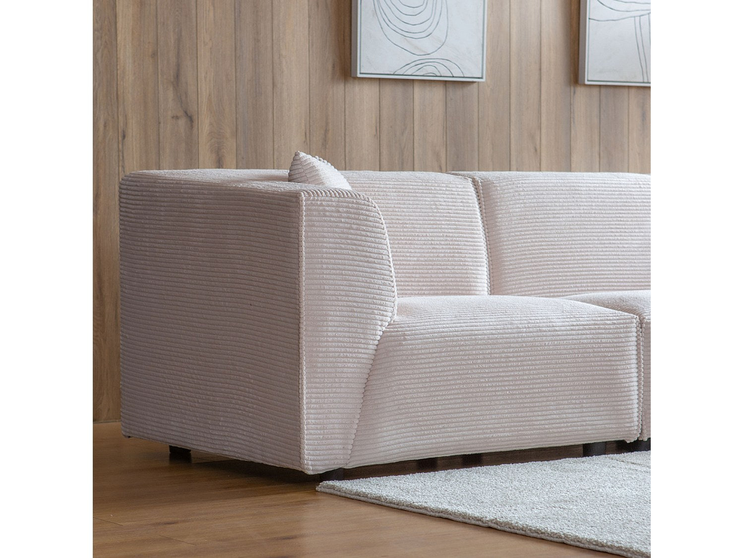 Pouf pour canapé modulable 3 places beige velours