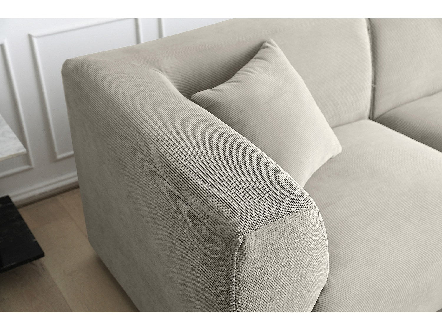 Pouf pour canapé modulable 3 places gris velours