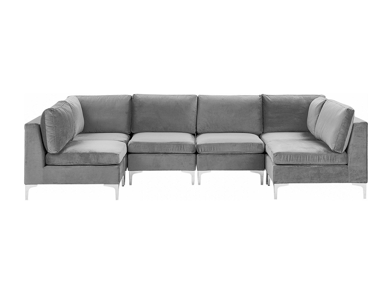Canapé modulable panoramique 6 places gris velours