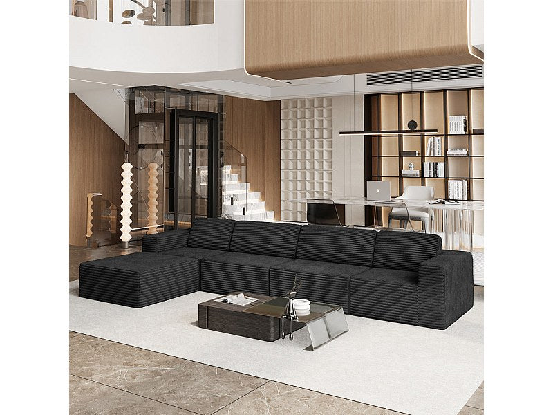 Pouf pour canapé modulable 4 places noir velours