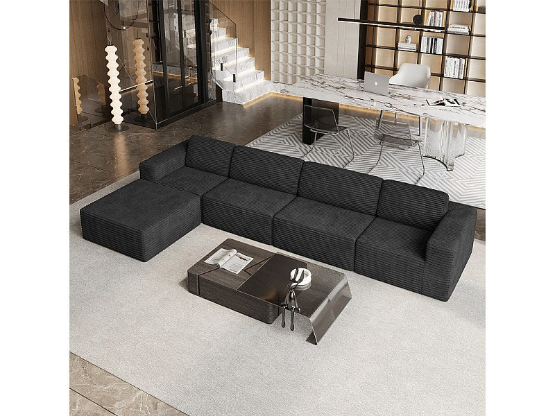 Pouf pour canapé modulable 4 places noir velours