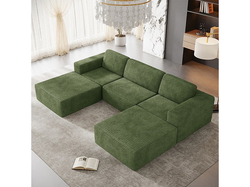 Angle pour canapé modulable 3 places vert velours