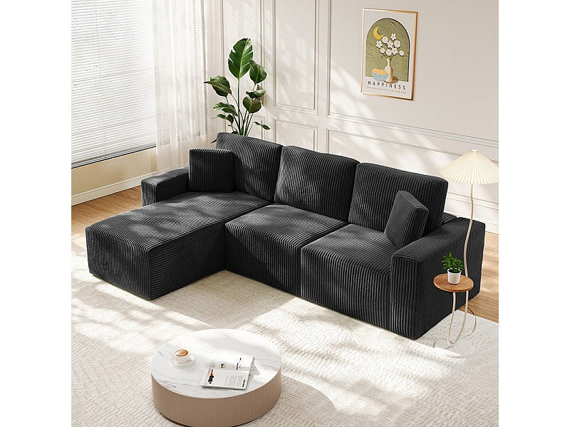 Méridienne pour canapé modulable 3 places noir velours