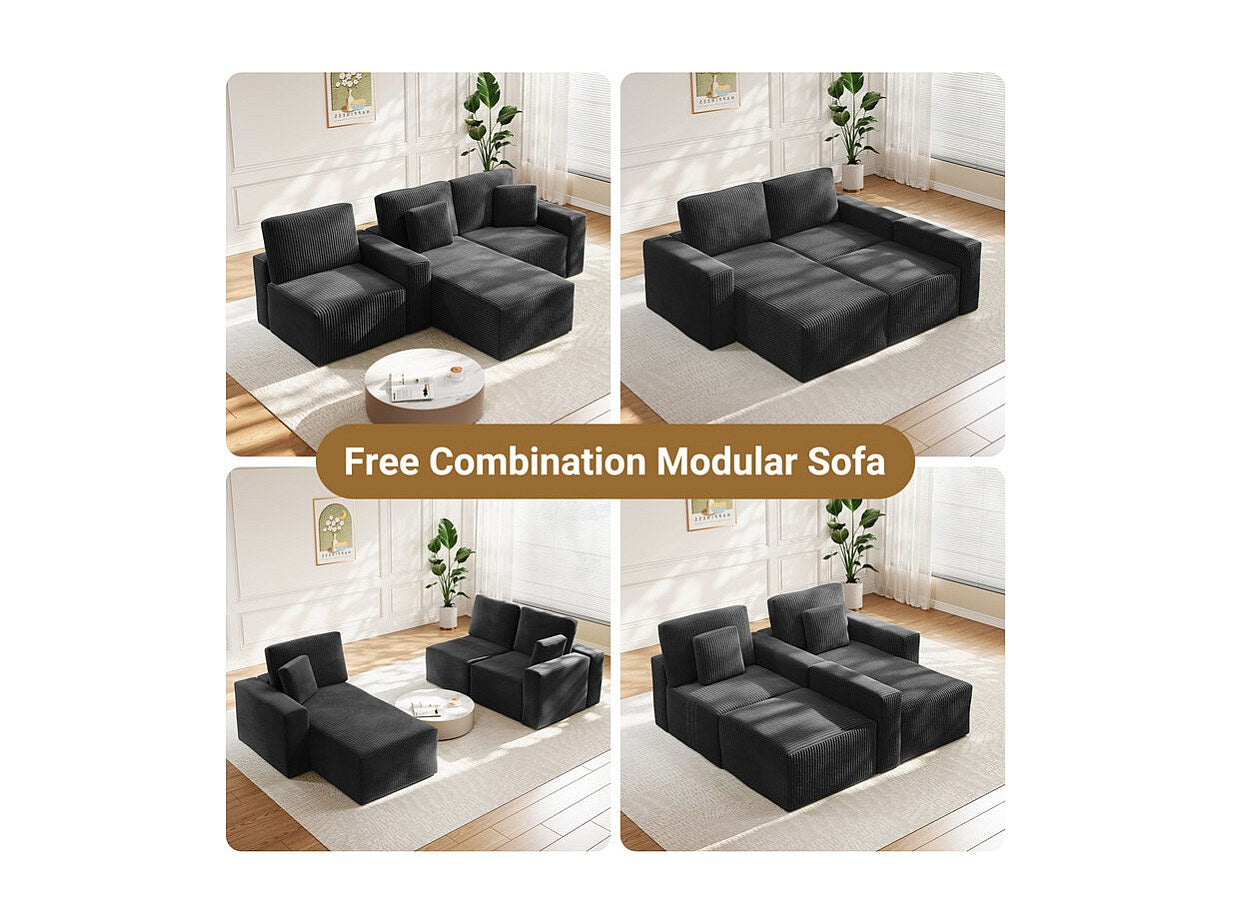 Méridienne pour canapé modulable 3 places noir velours
