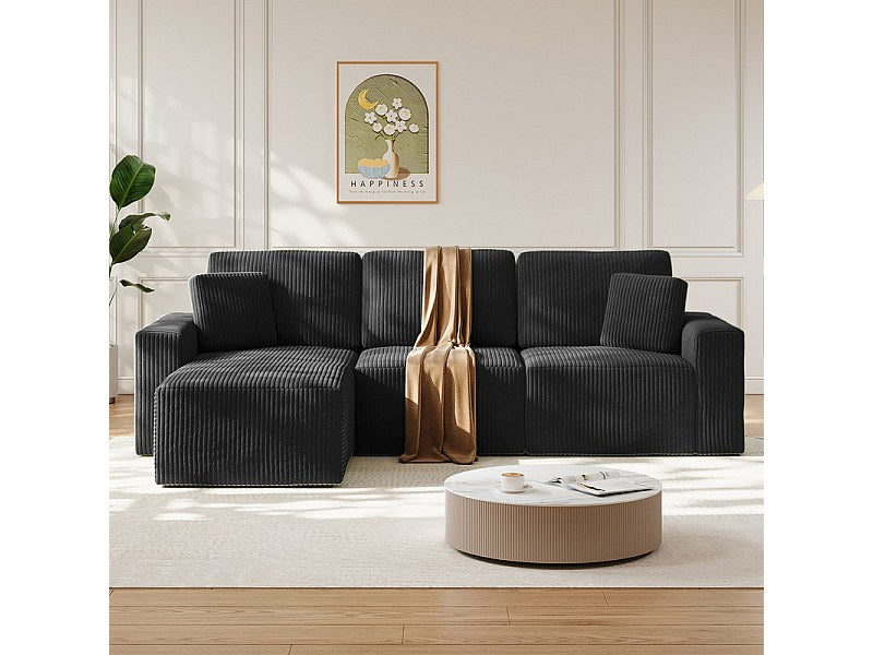 Méridienne pour canapé modulable 3 places noir velours