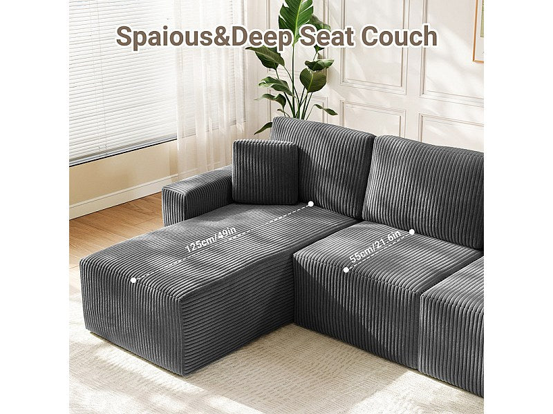 Méridienne pour canapé modulable 3 places gris velours