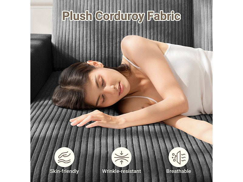 Méridienne pour canapé modulable 3 places gris velours